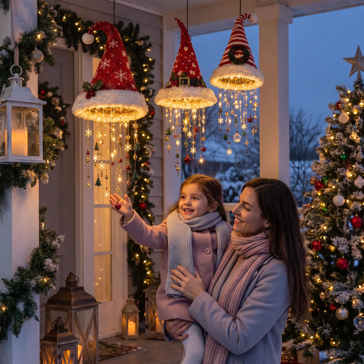 Christmas LED String Lights Santa Hat Design