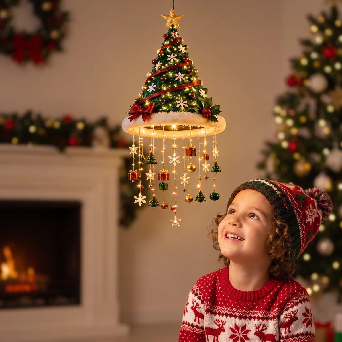 Christmas LED String Lights Santa Hat Design