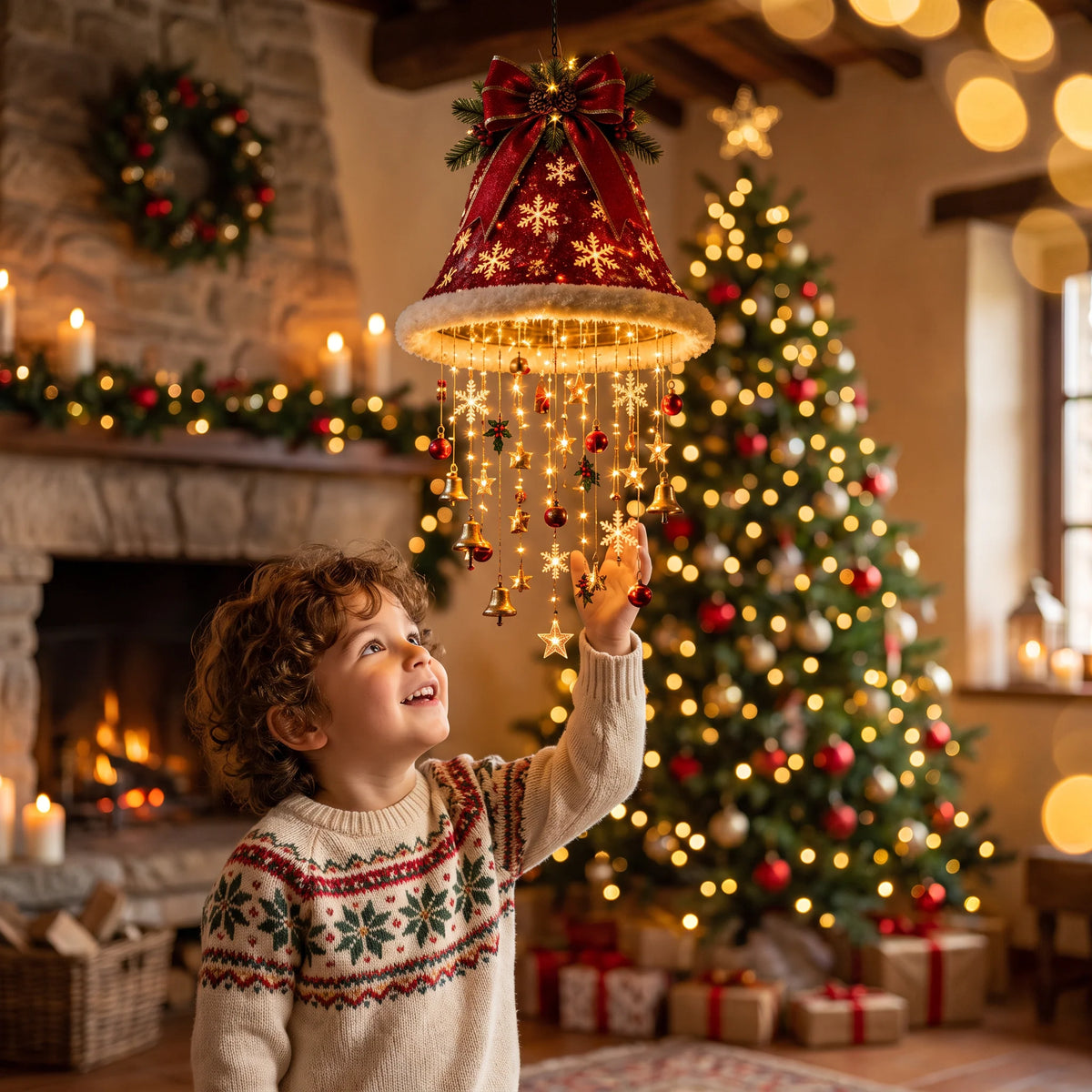 Christmas LED String Lights Santa Hat Design