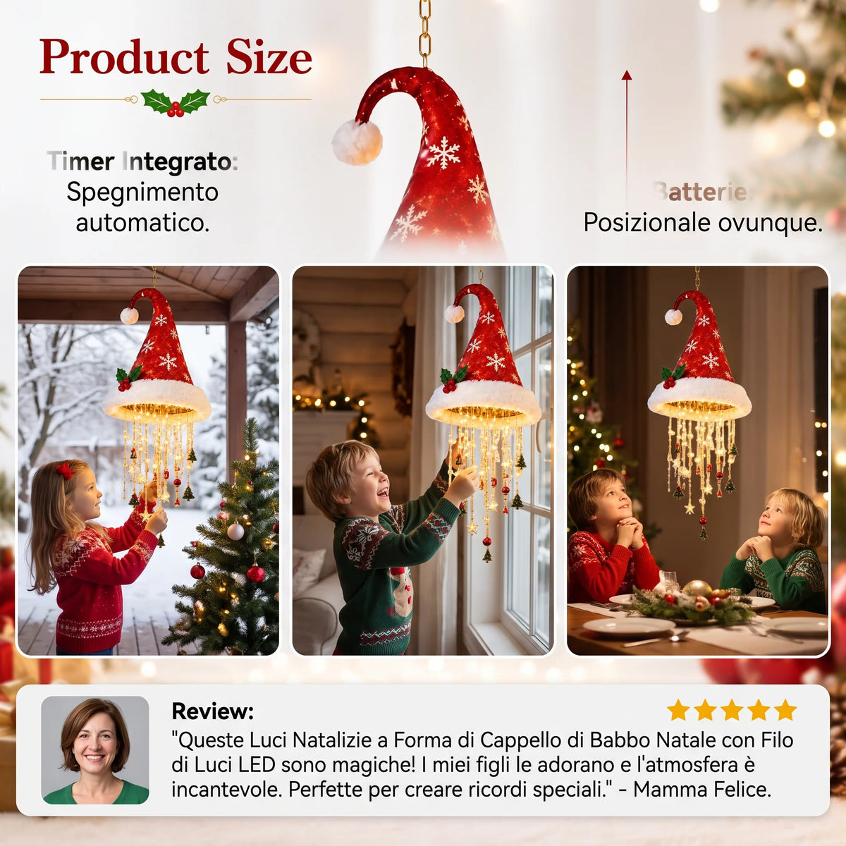 Christmas LED String Lights Santa Hat Design