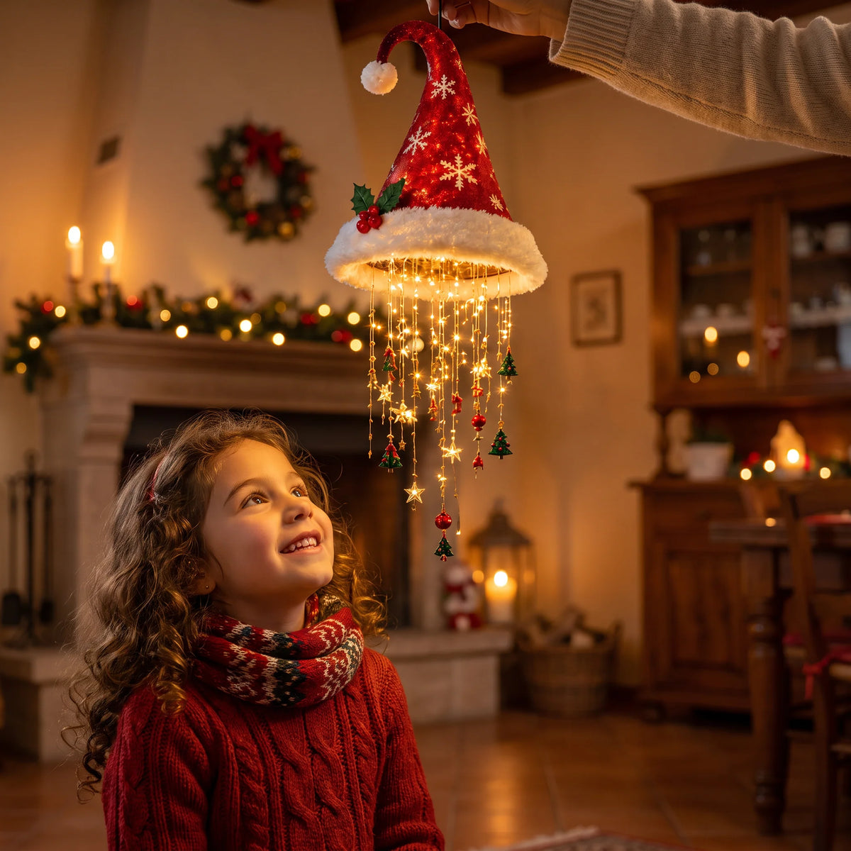 Christmas LED String Lights Santa Hat Design