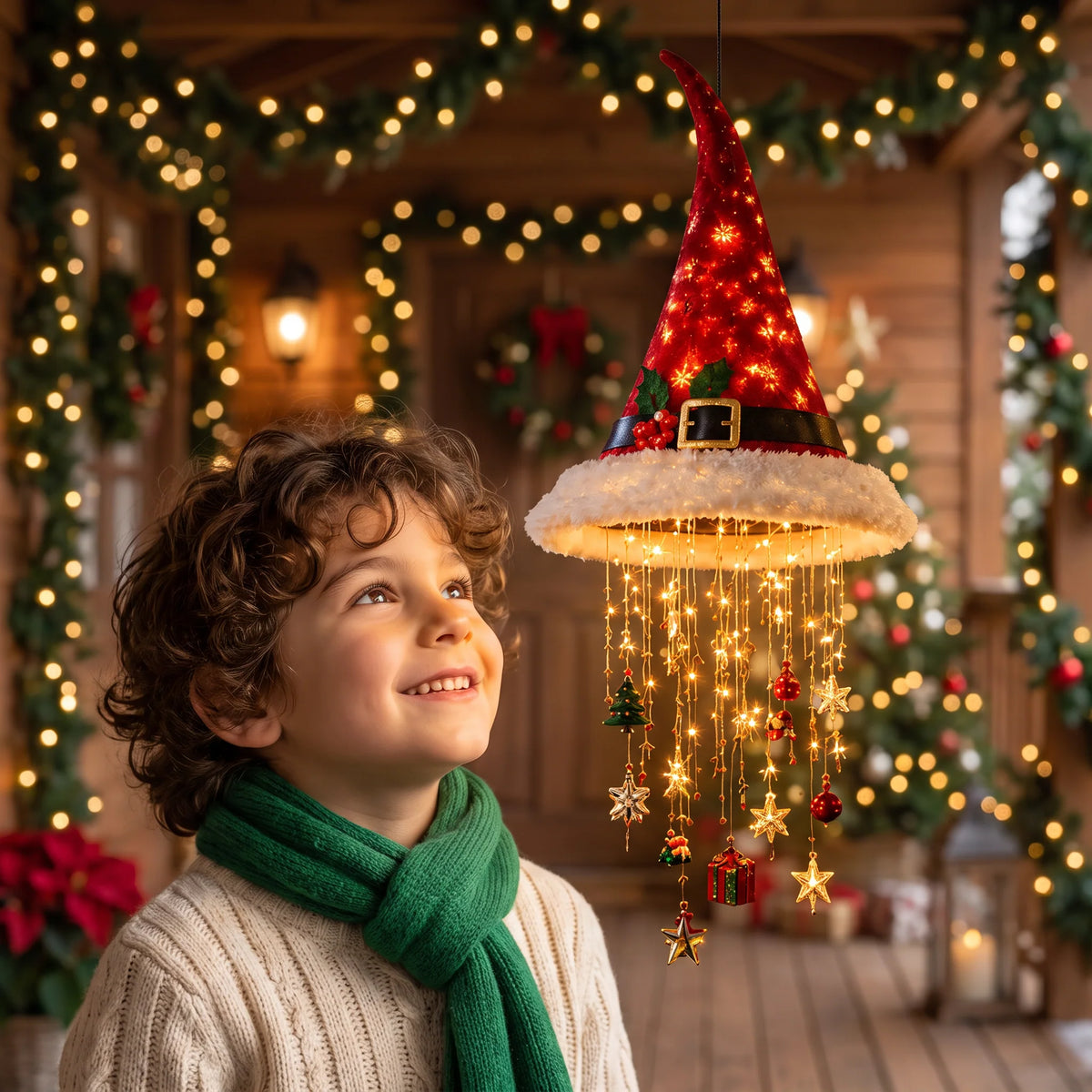 Christmas LED String Lights Santa Hat Design