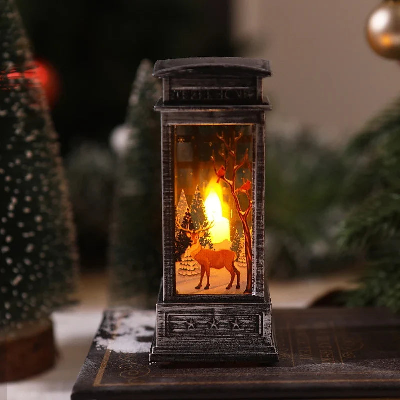 Christmas Lantern Animated Santa Motif Warm LED