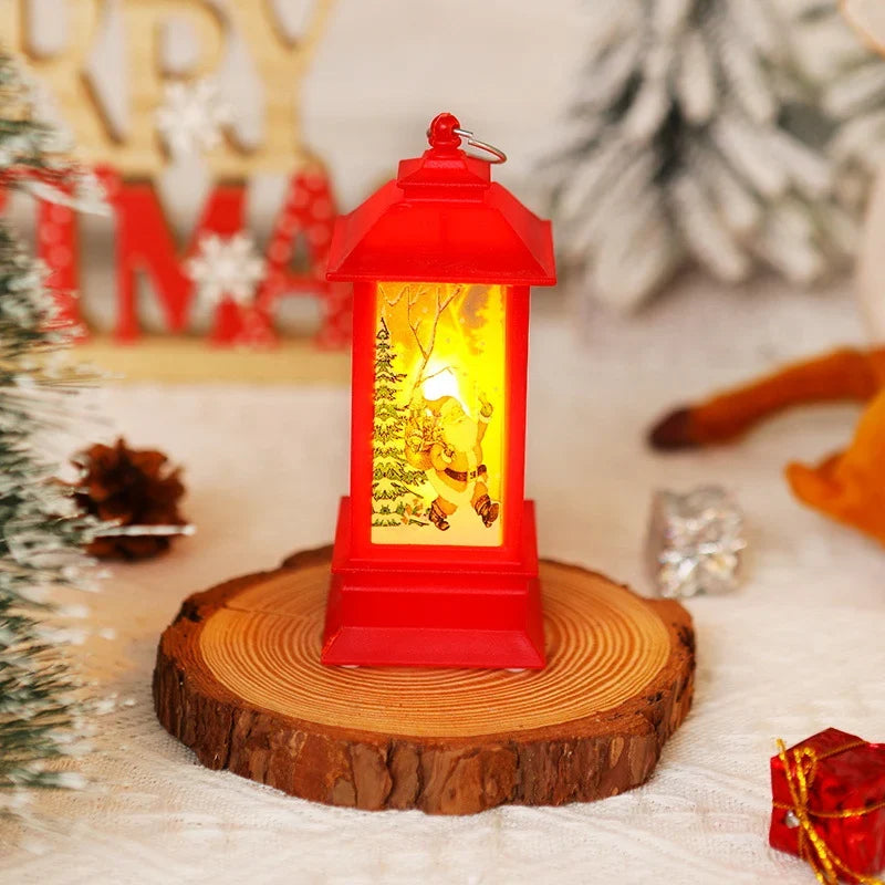 Christmas Lantern Animated Santa Motif Warm LED