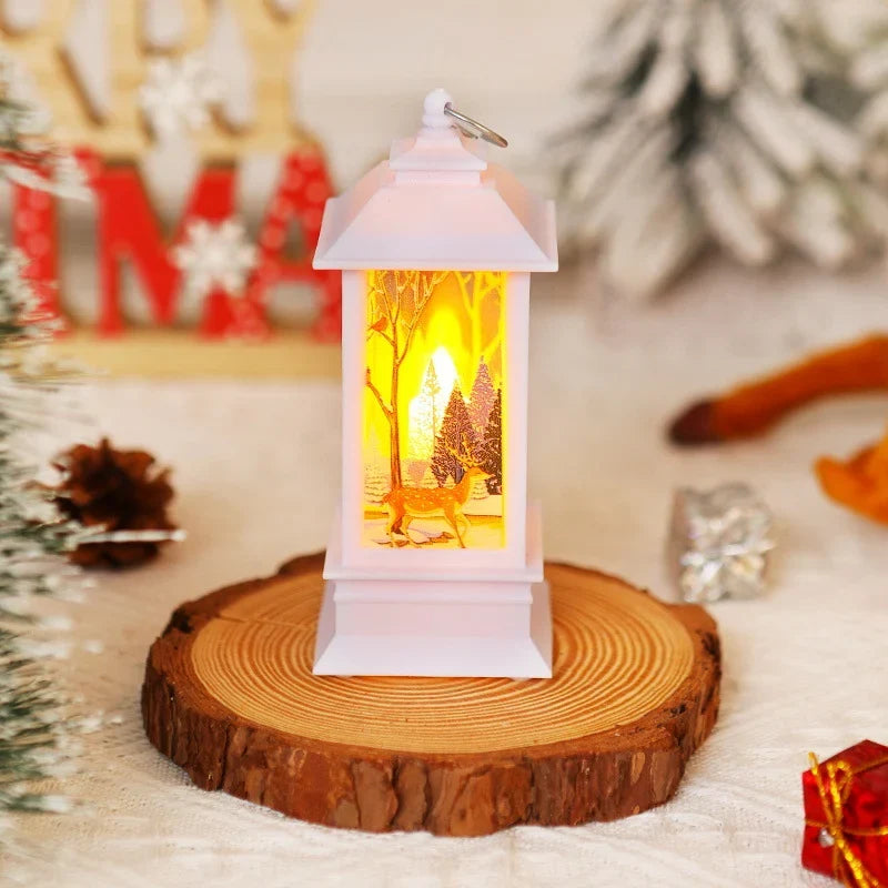 Christmas Lantern Animated Santa Motif Warm LED
