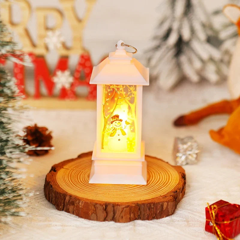 Christmas Lantern Animated Santa Motif Warm LED