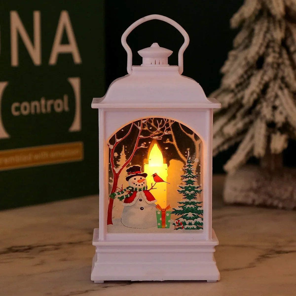 Christmas Lantern Animated Santa Motif Warm LED