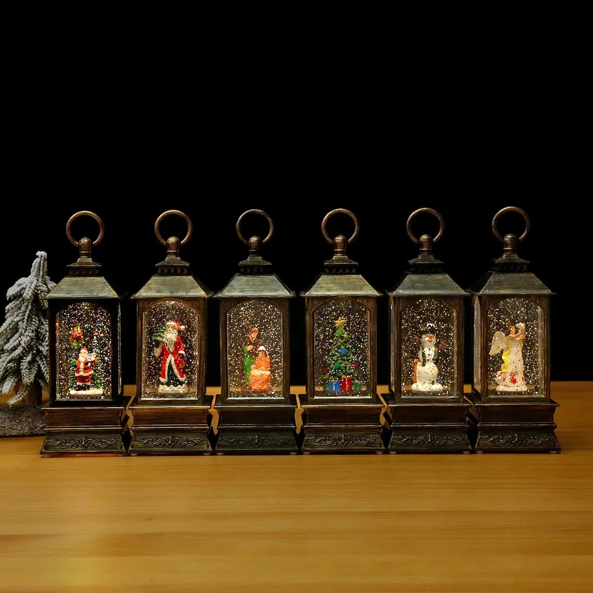 Christmas Lantern Animated Scene Integrated Lights