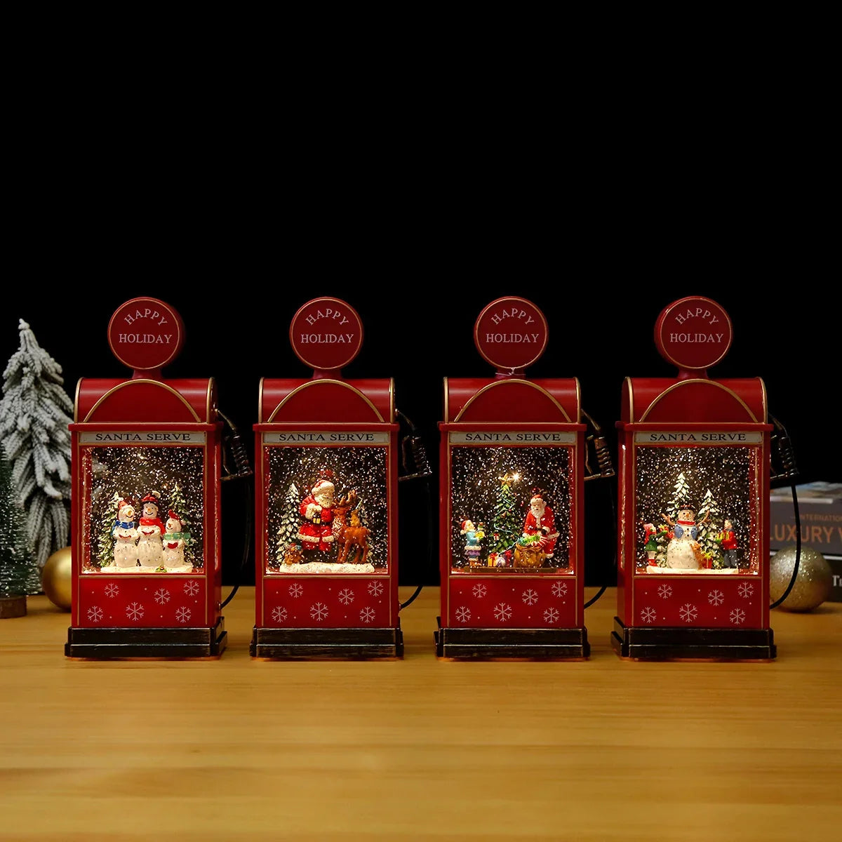 Christmas Lantern Animated Snowman Scene Integrated LED Lights