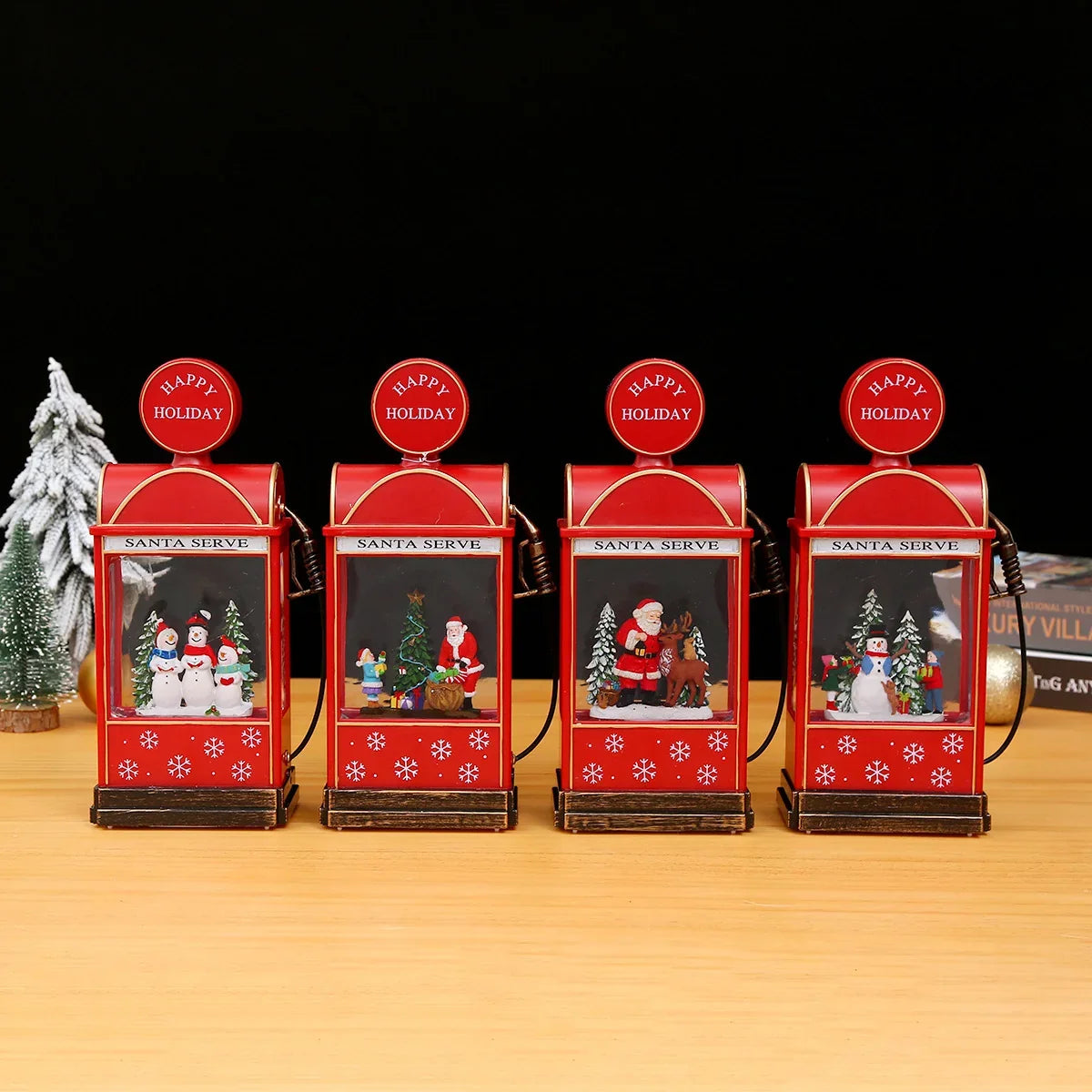 Christmas Lantern Animated Snowman Scene Integrated LED Lights