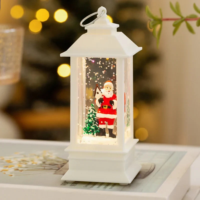 Christmas Lantern Built-In LED Battery-Free Snow Effect