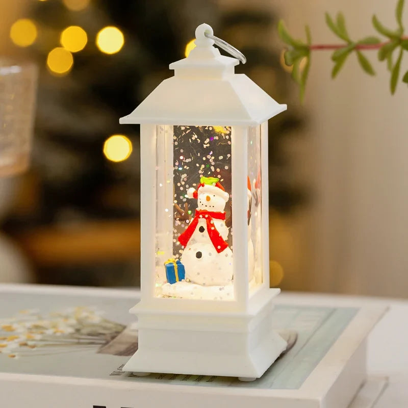 Christmas Lantern Built-In LED Battery-Free Snow Effect