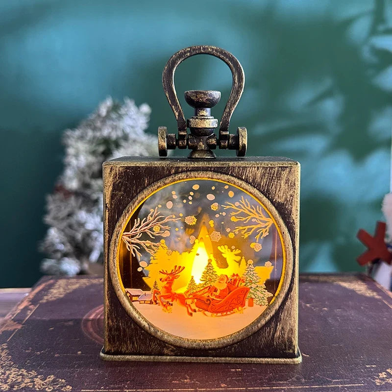 Christmas Lantern Flameless LED Durable Metal