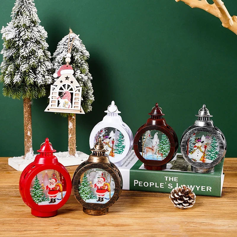 Christmas Lantern Flameless Soft LED Nostalgic Deer Scene