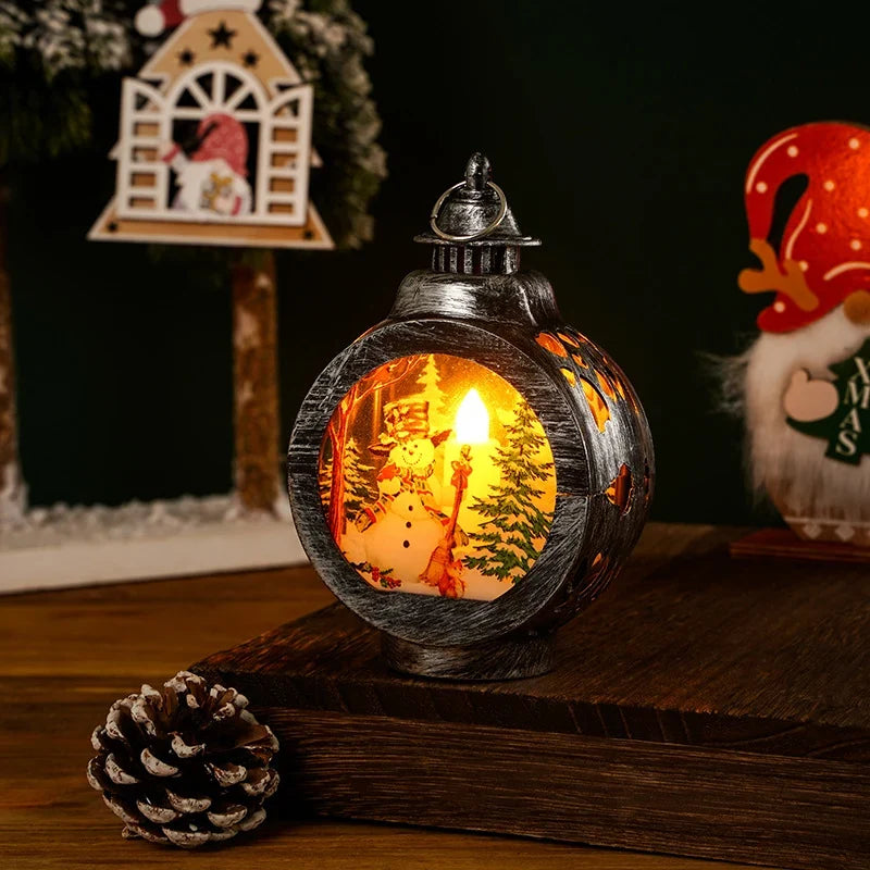Christmas Lantern Flameless Soft LED Nostalgic Deer Scene