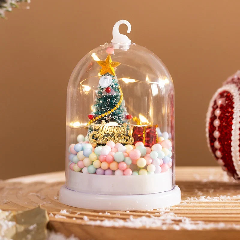 Christmas Lantern Glass Dome Warm White LED