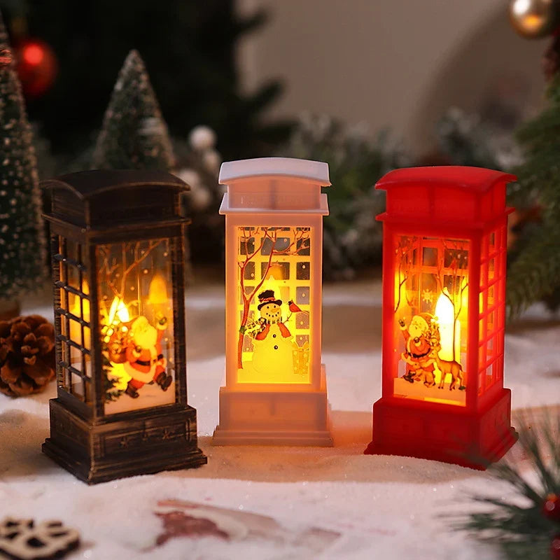 Christmas Lantern Hand-Painted Snowman Warm White LED