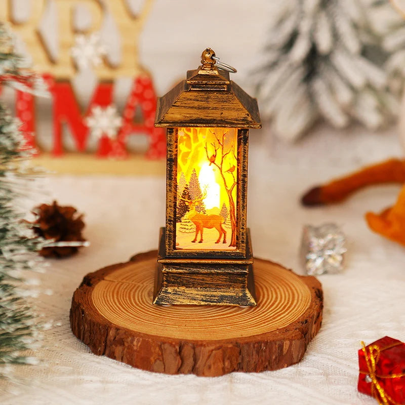 Christmas Lantern LED Moving Santa Motif Warm Glow
