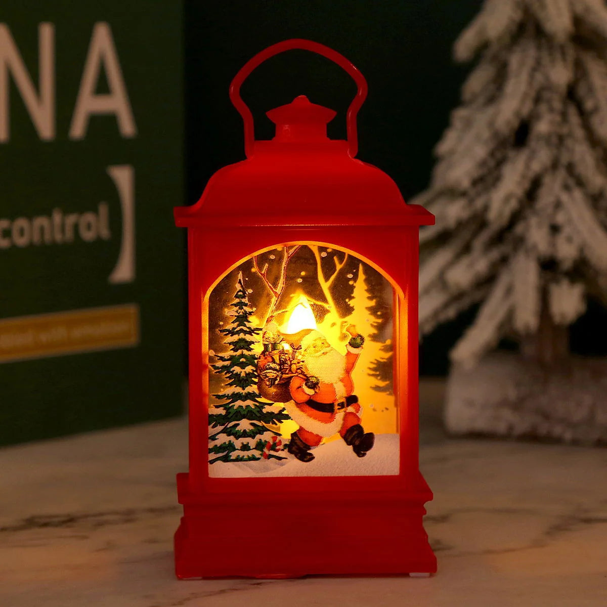 Christmas Lantern LED Moving Santa Motif Warm Glow