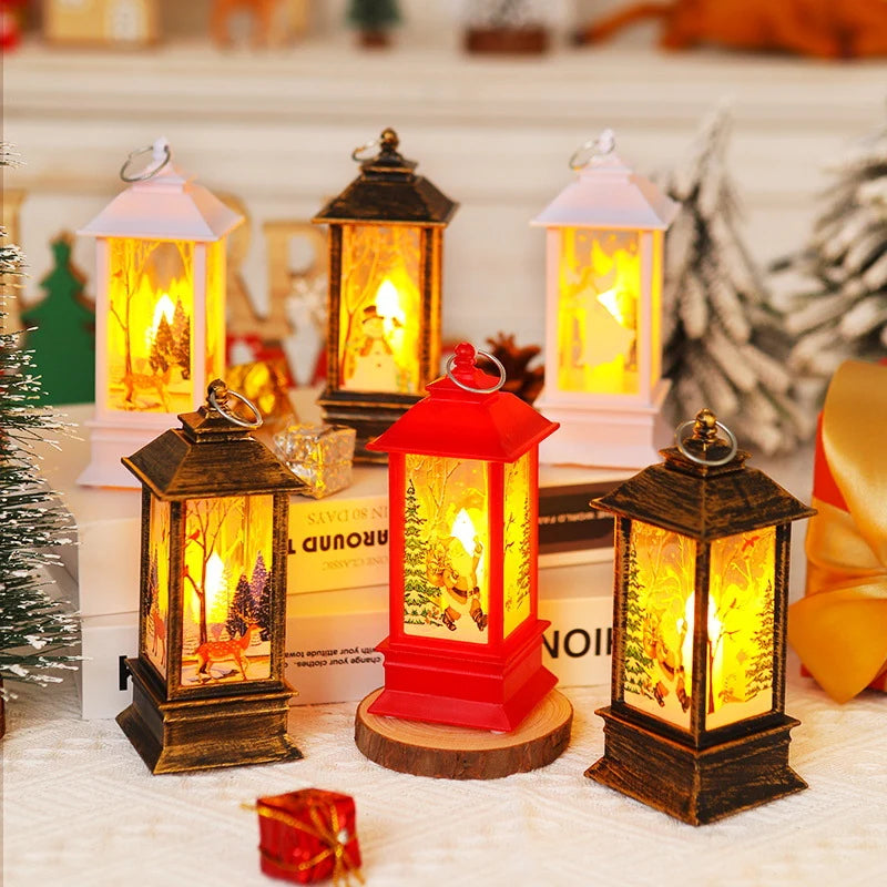 Christmas Lantern LED Moving Santa Motif Warm Glow