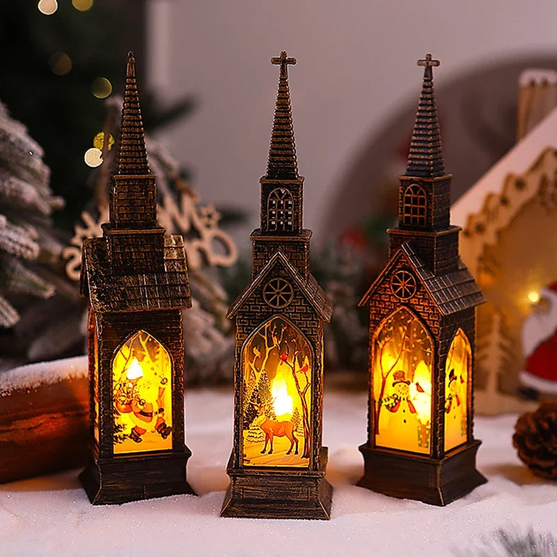 Christmas Lantern Movable Santa Motif Warm White LED