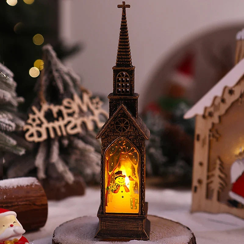 Christmas Lantern Movable Santa Motif Warm White LED