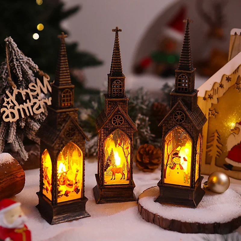 Christmas Lantern Movable Santa Motif Warm White LED