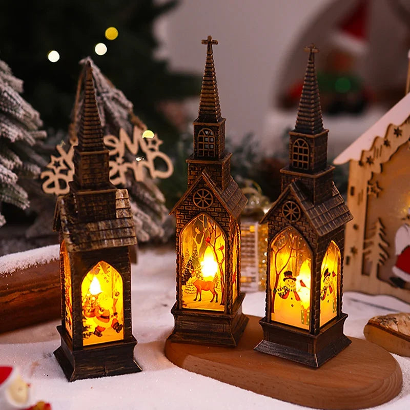Christmas Lantern Movable Santa Motif Warm White LED