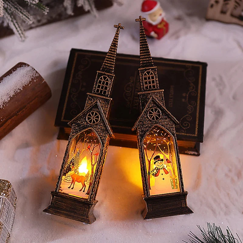 Christmas Lantern Movable Santa Motif Warm White LED