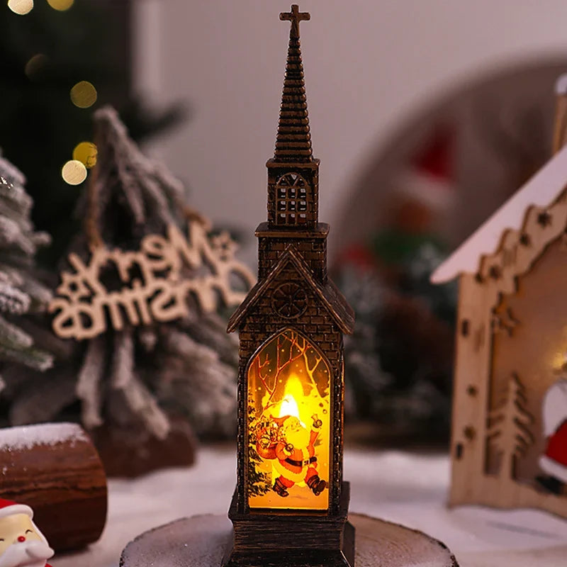 Christmas Lantern Movable Santa Motif Warm White LED