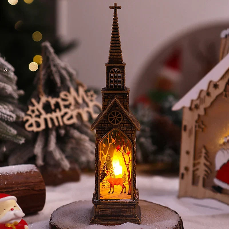 Christmas Lantern Movable Santa Motif Warm White LED