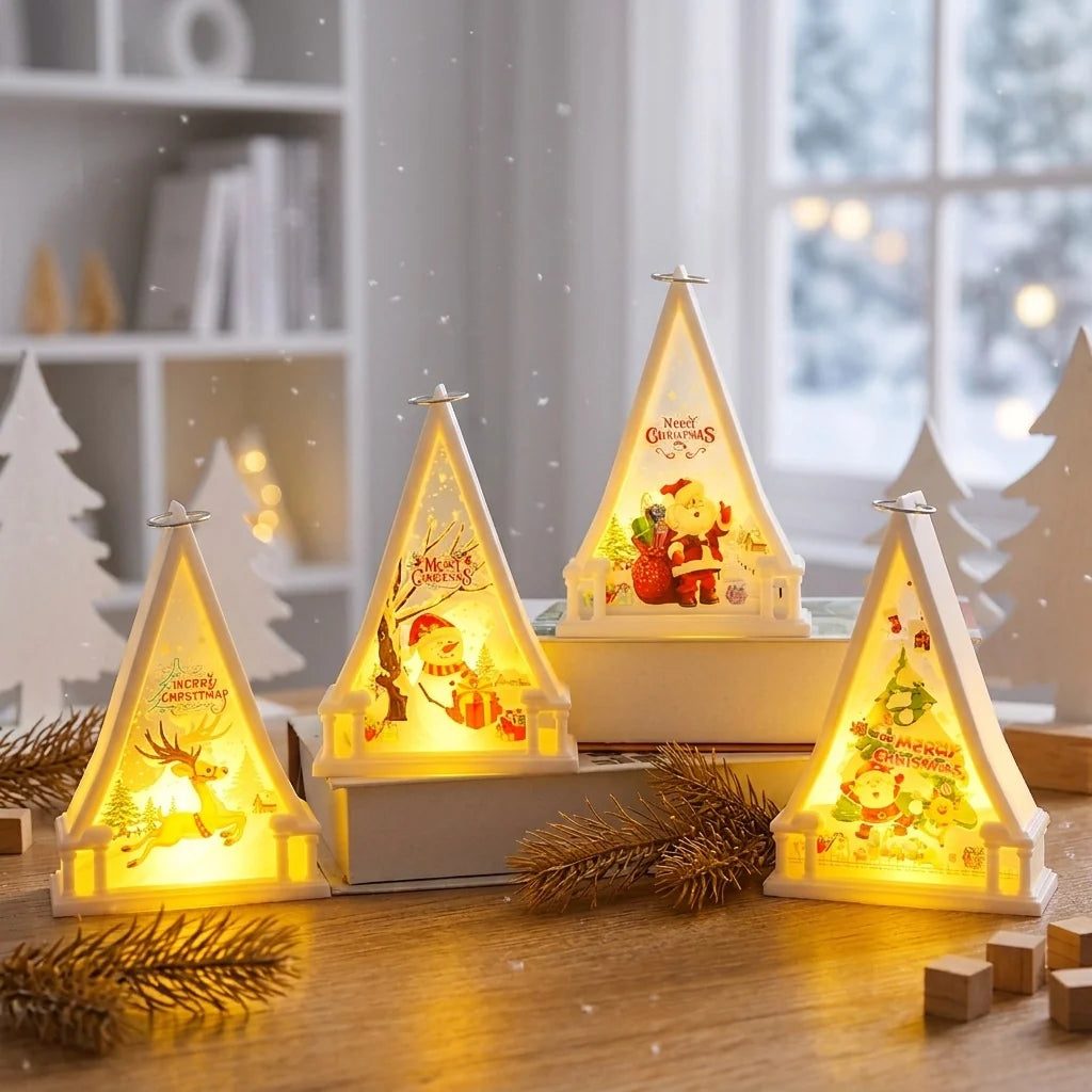 Christmas Lantern Reindeer Motif Glass & Metal Battery-Free