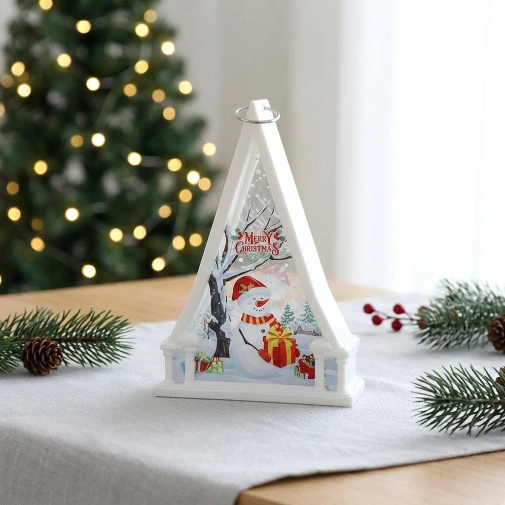 Christmas Lantern Reindeer Motif Glass & Metal Battery-Free