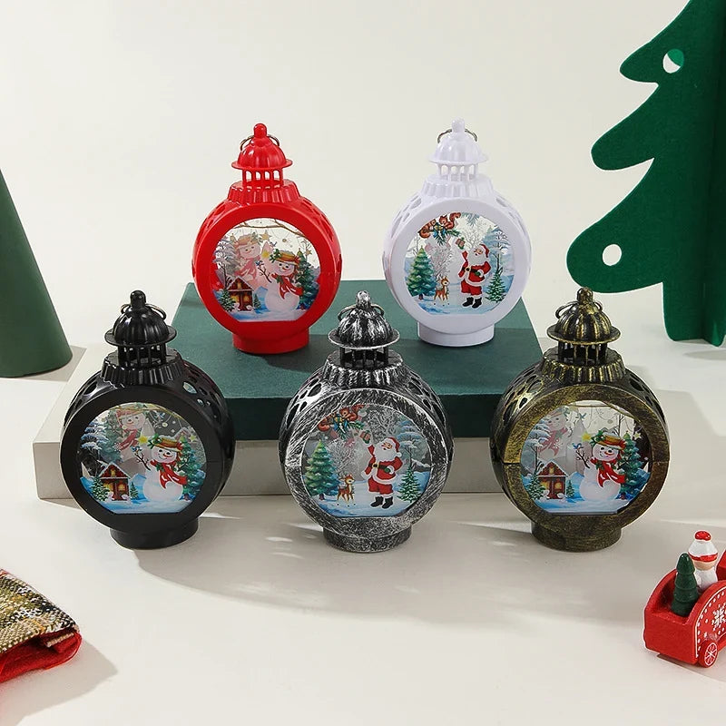 Christmas Lantern Santa & Animal Cutouts Warm Ambient Light