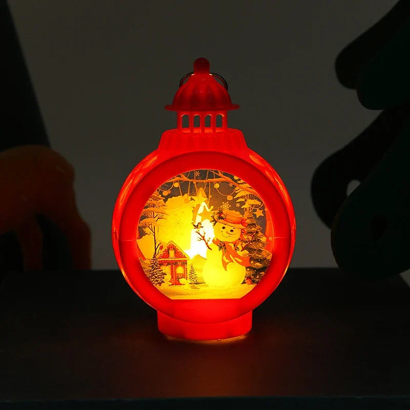 Christmas Lantern Santa & Animal Cutouts Warm Ambient Light