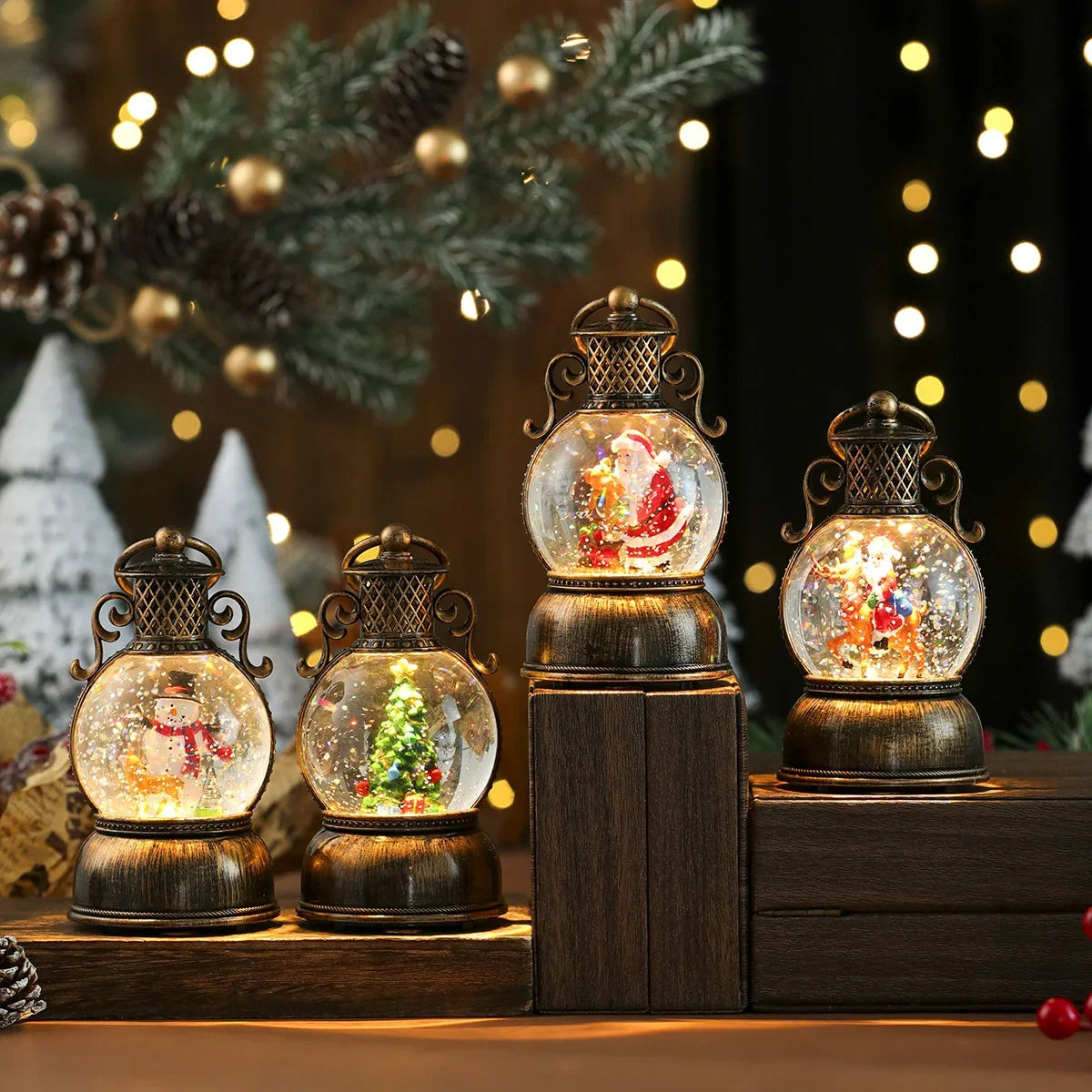 Christmas Lantern Santa Globe Energy-Efficient LED