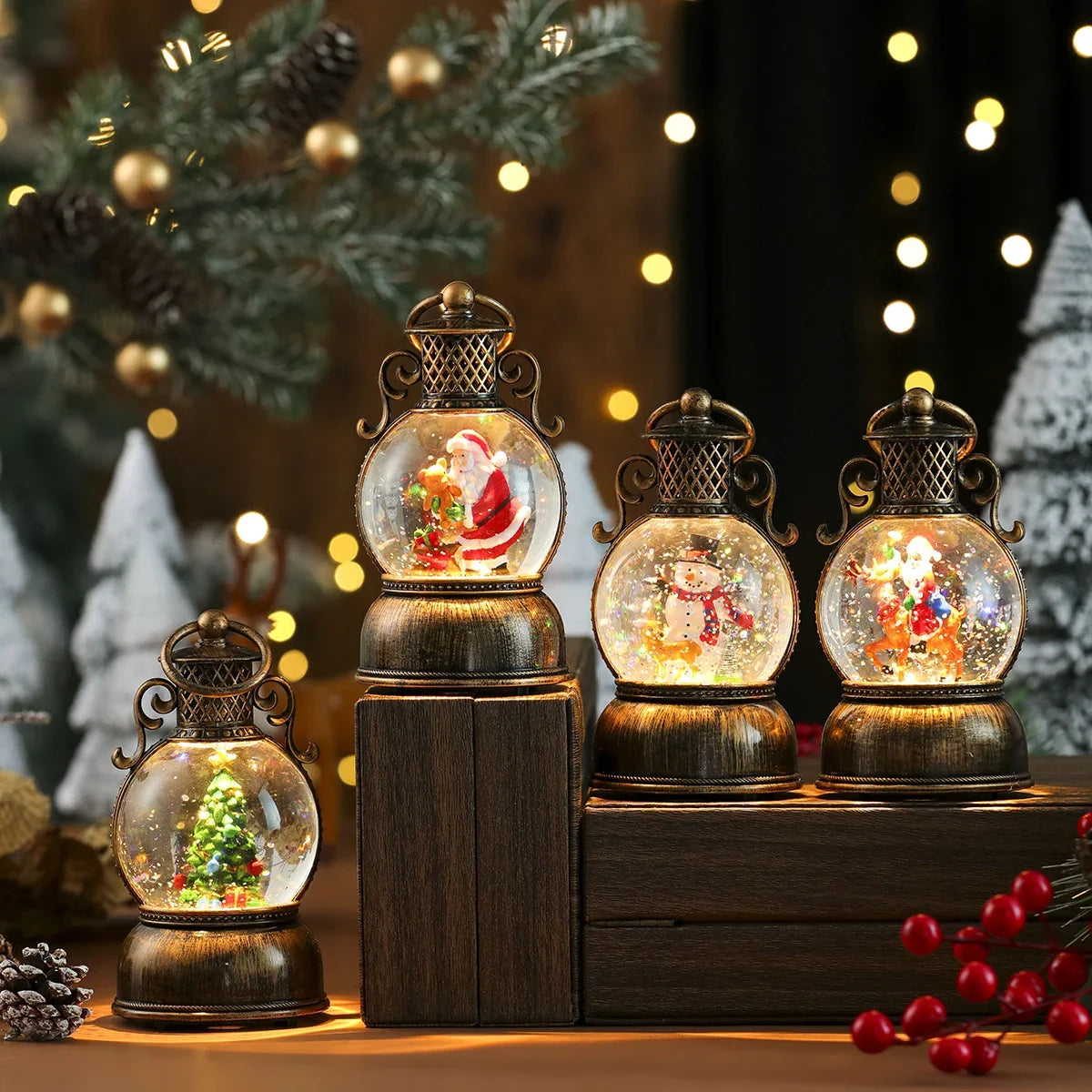 Christmas Lantern Santa Globe Energy-Efficient LED