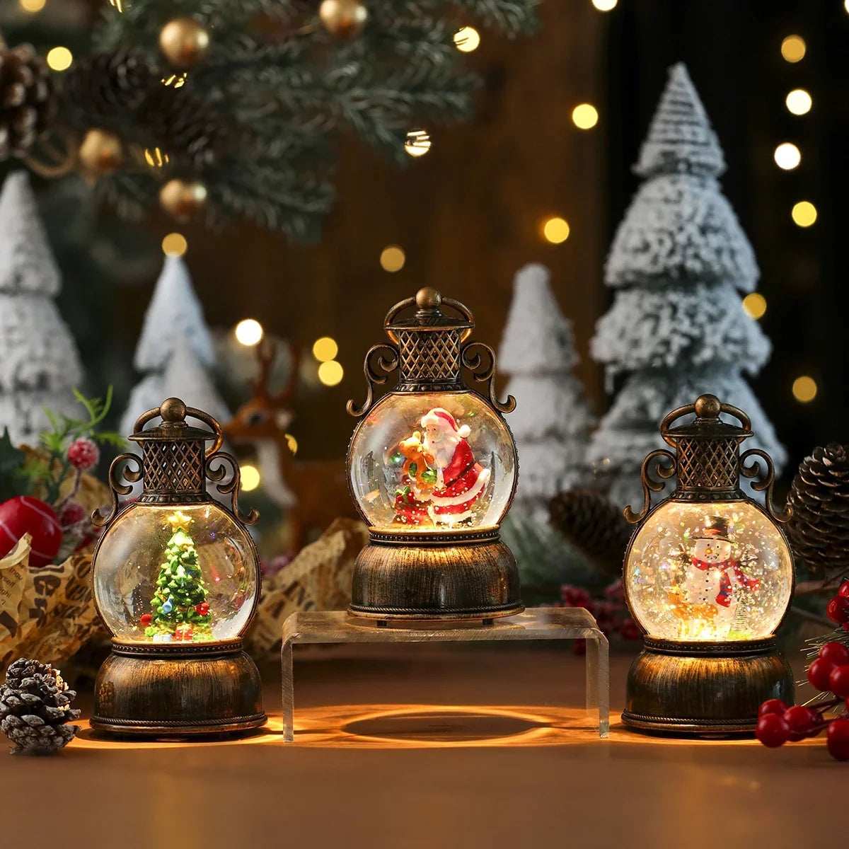 Christmas Lantern Santa Globe Energy-Efficient LED