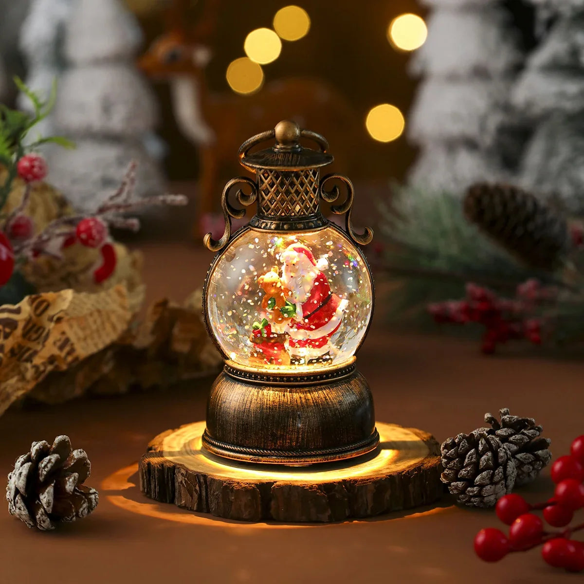Christmas Lantern Santa Globe Energy-Efficient LED