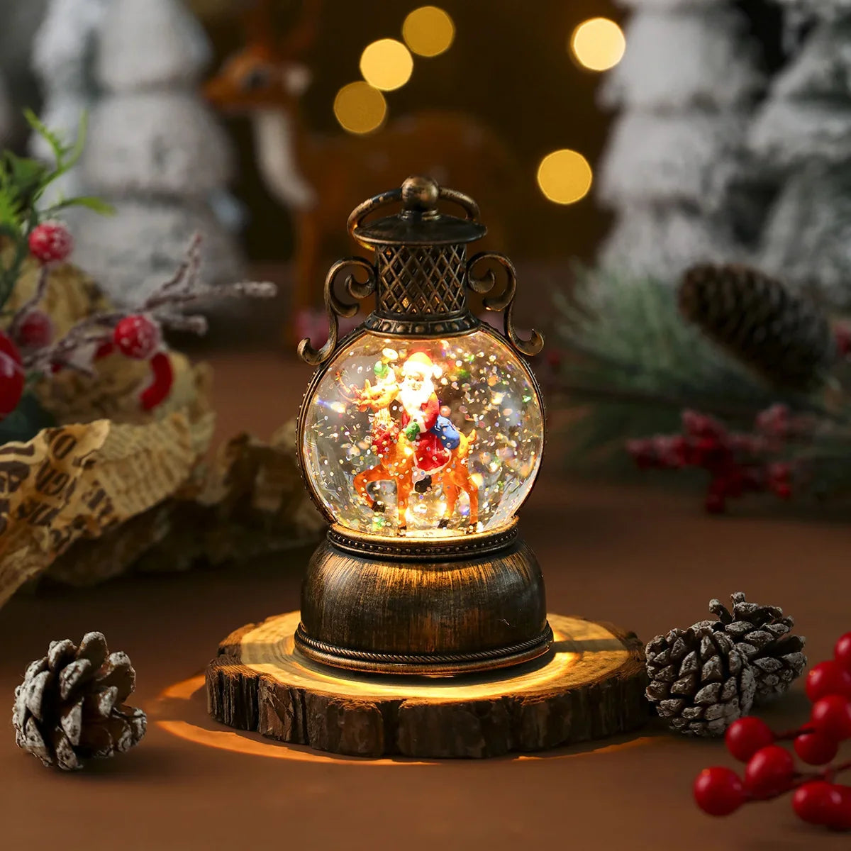 Christmas Lantern Santa Globe Energy-Efficient LED