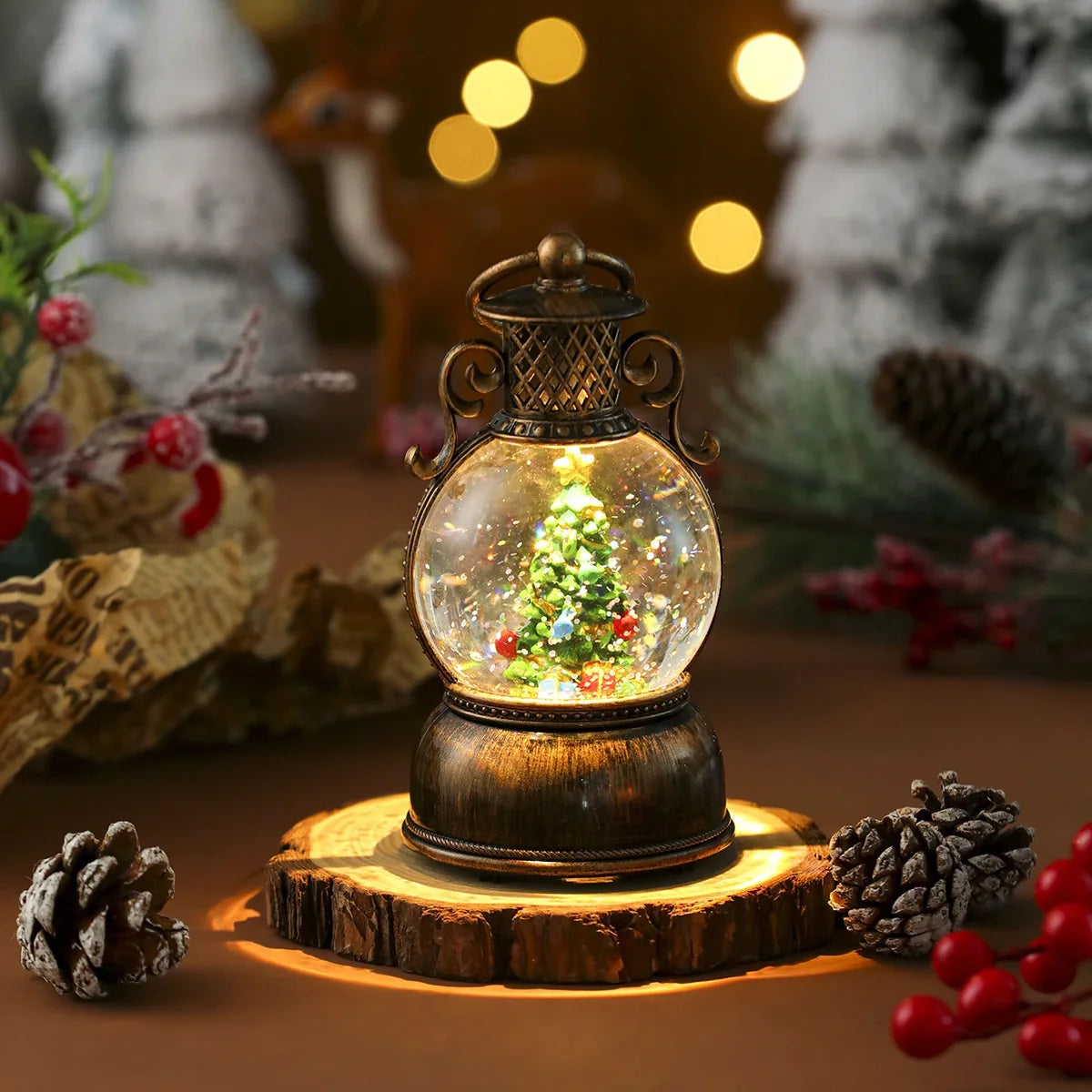 Christmas Lantern Santa Globe Energy-Efficient LED