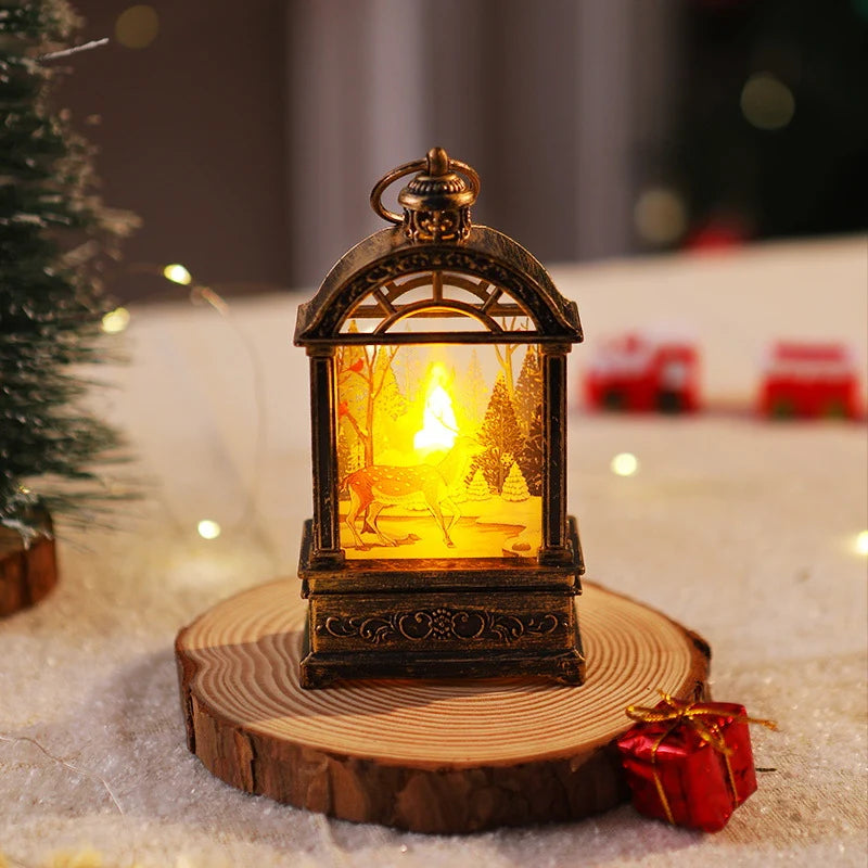 Christmas Lantern Santa Motif Warm Internal Lighting