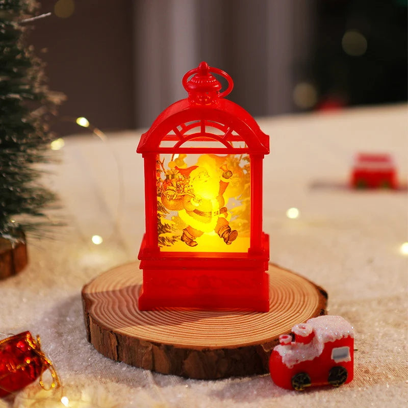 Christmas Lantern Santa Motif Warm Internal Lighting