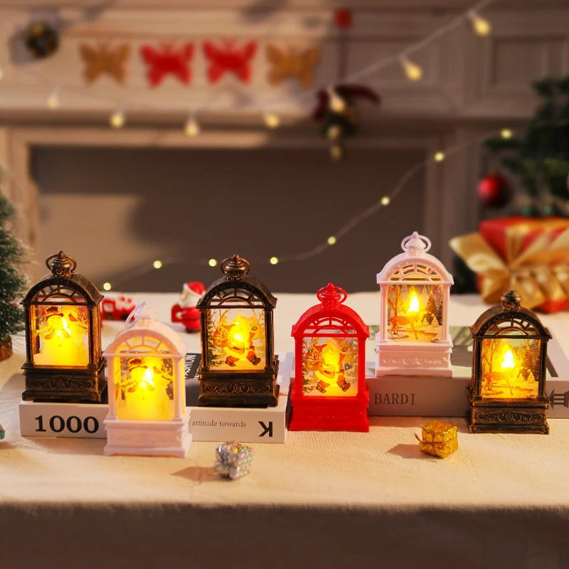 Christmas Lantern Santa Motif Warm Internal Lighting