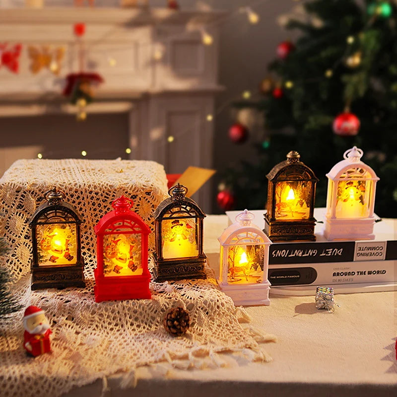 Christmas Lantern Santa Motif Warm Internal Lighting