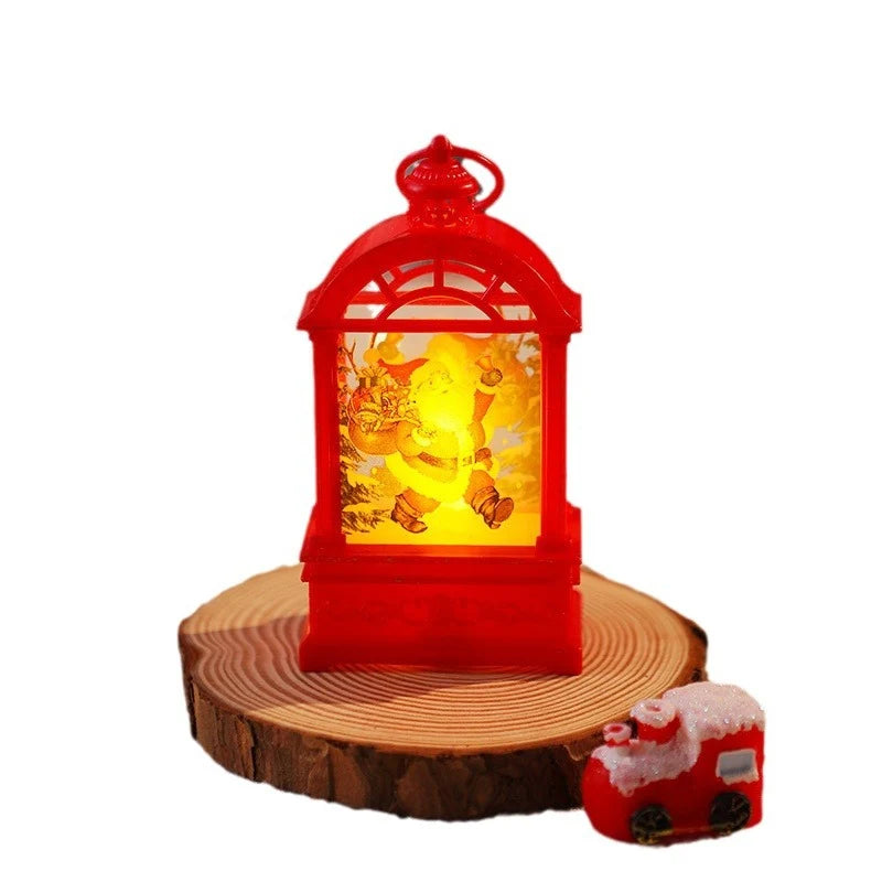 Christmas Lantern Santa Motif Warm Internal Lighting