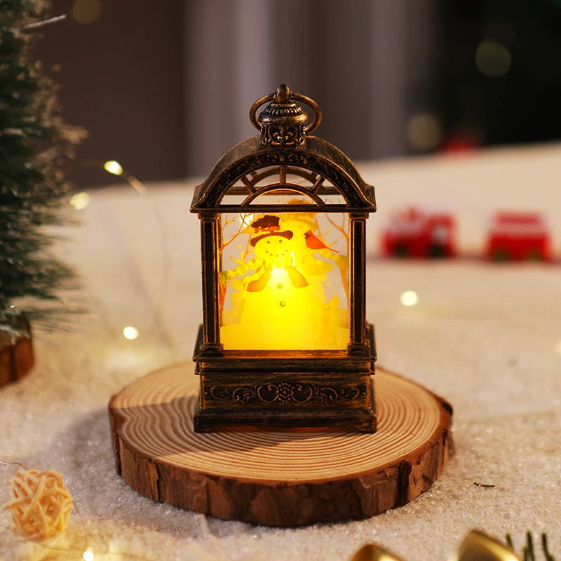 Christmas Lantern Santa Motif Warm Internal Lighting