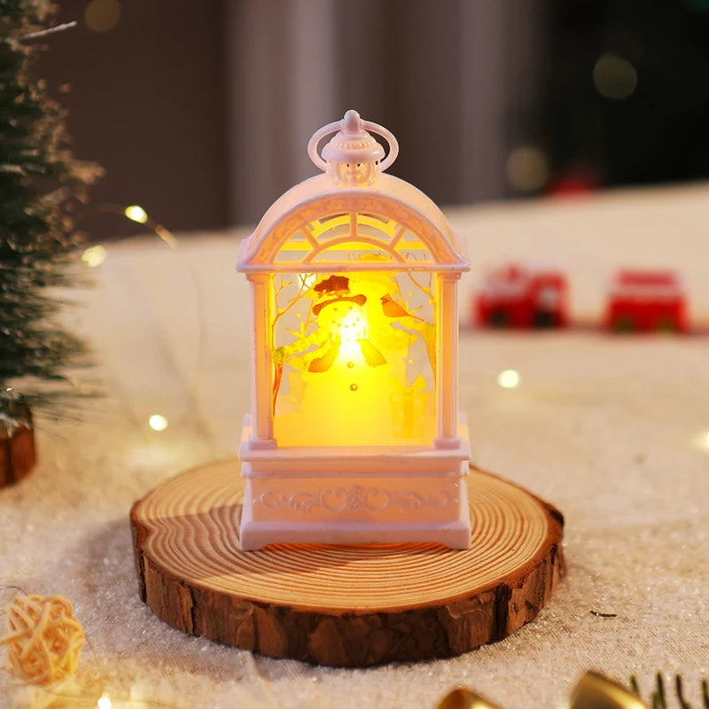 Christmas Lantern Santa Motif Warm Internal Lighting