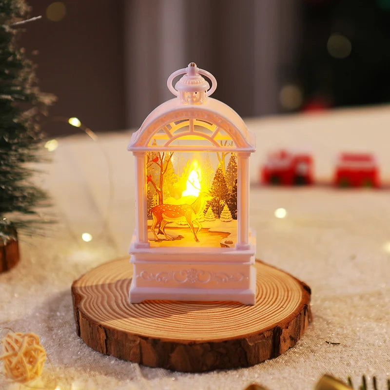 Christmas Lantern Santa Motif Warm Internal Lighting