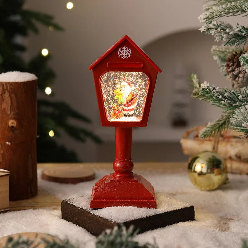 Christmas Lantern Santa Scene Glitter Snow Effect